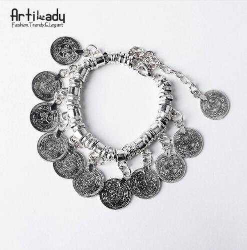 Artilady bohemian coin bracelet antic silver charm