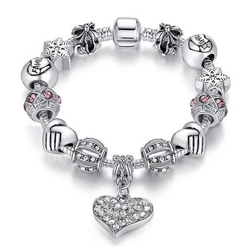 Women Bracelet 925 Unique Silver Crystal Charm Bracelet for Women DIY Beads Bracelets &amp; Bangles Jewelry