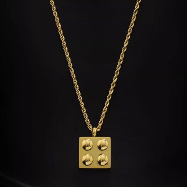 Golden Geometric Puzzle Titanium Steel Personalized Collarbone Chain