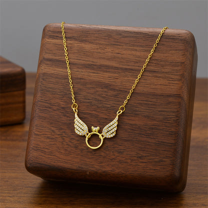 Simple Titanium Steel Necklace Female Angel Pendant