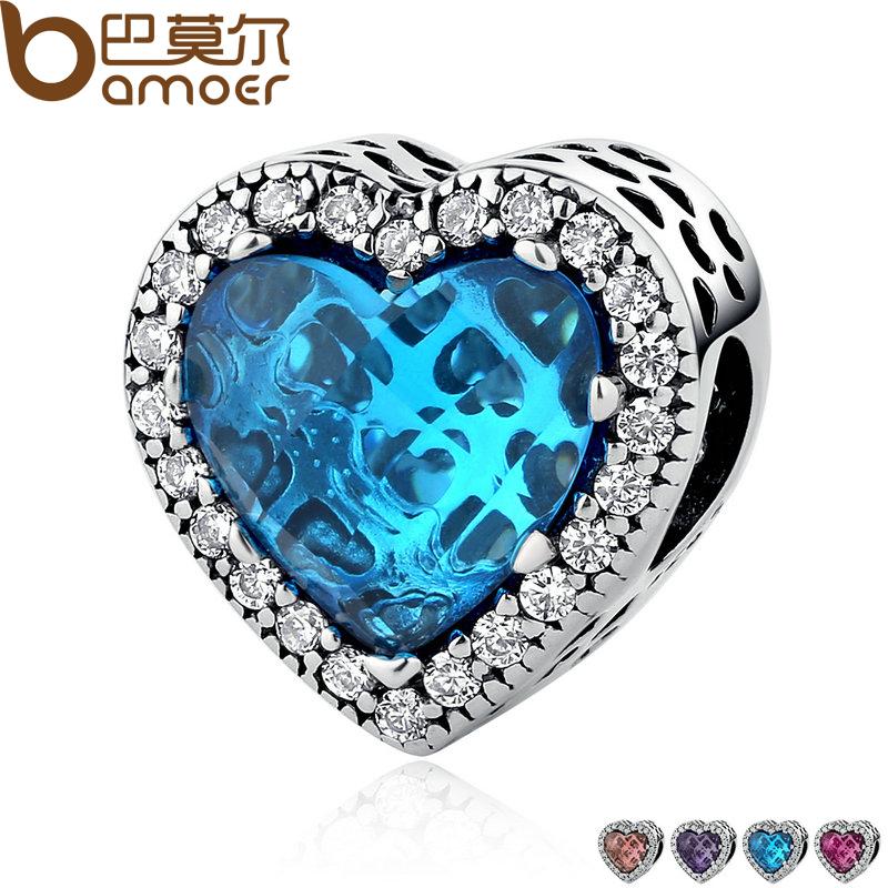 BAMOER 925 Sterling Silver Jewellery Radiant Hearts Beads Charms Fit..