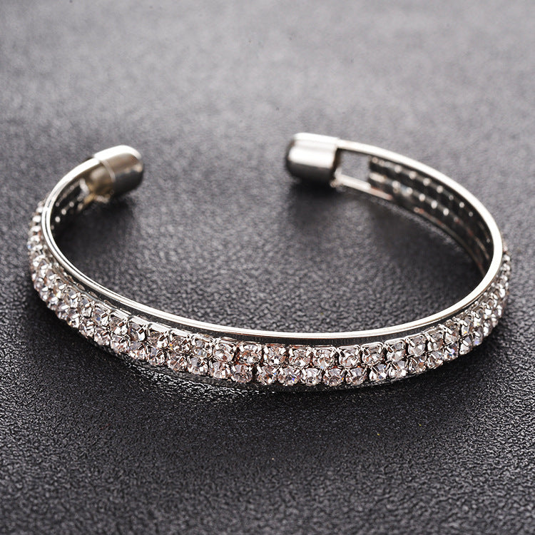 Rose Gold Silver Diamond Open Bracelet High Quality Fashion Jewellery