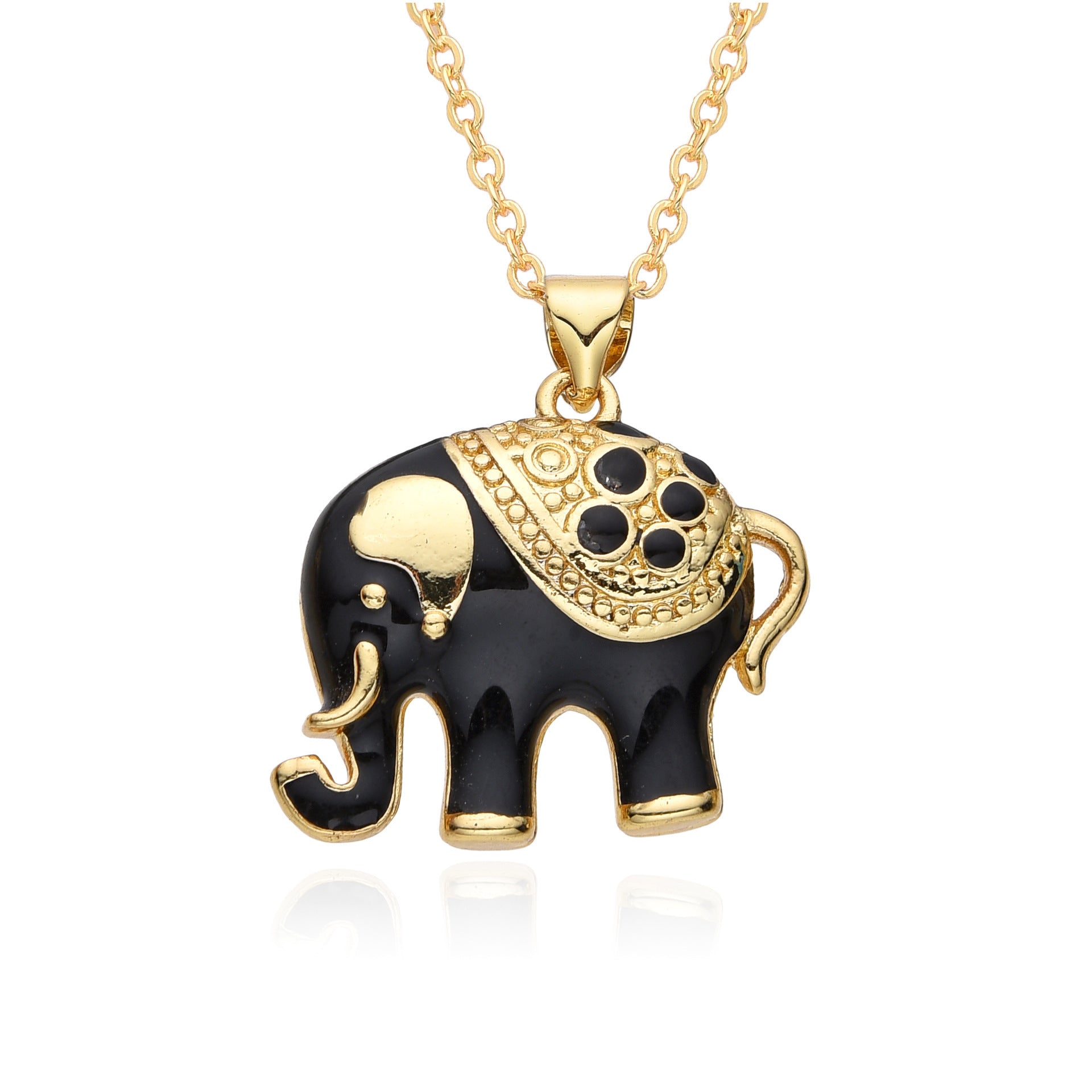 Colorful Oil Elephant Miniature Zircon Pendant Necklace