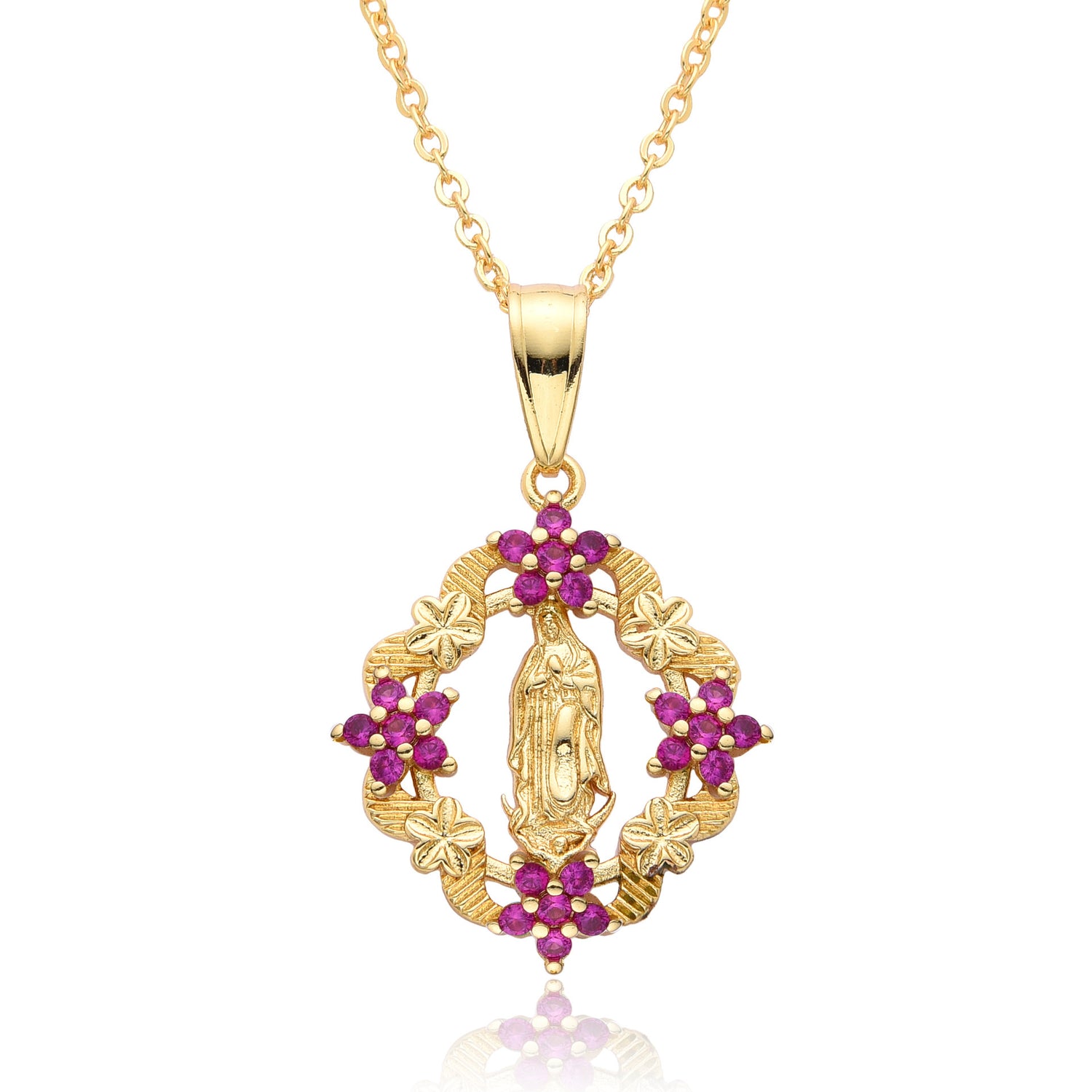 Faith Virgin Mary Flower Necklace For Women