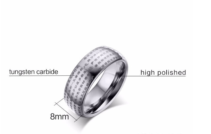 Dome ring made of tungsten carbide, 8mm width, high polished finish.