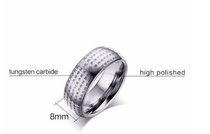 Dome ring made of tungsten carbide, 8mm width, high polished finish.