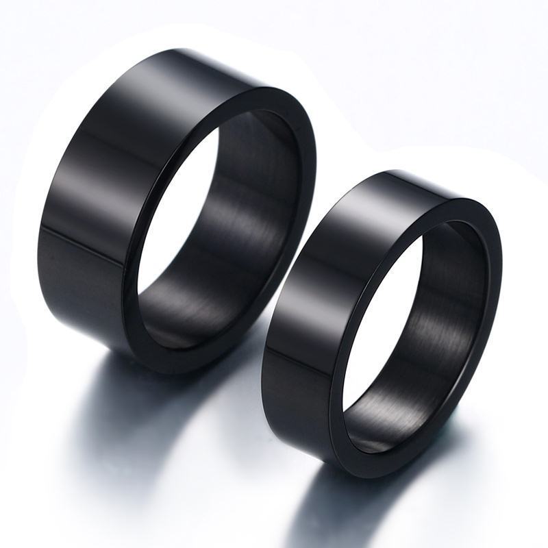 black titanium mens rings with sleek stainless steel design. 