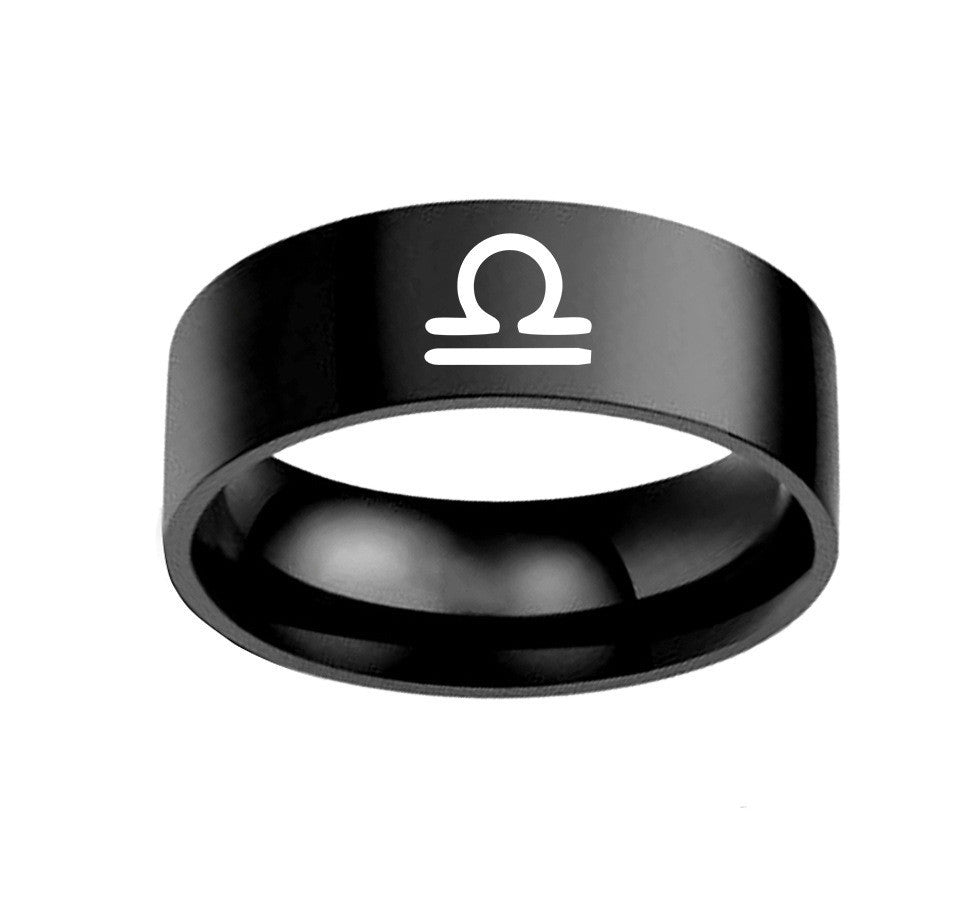 Twelve Constellation Libra Ring in Stainless Steel for Men and Women.