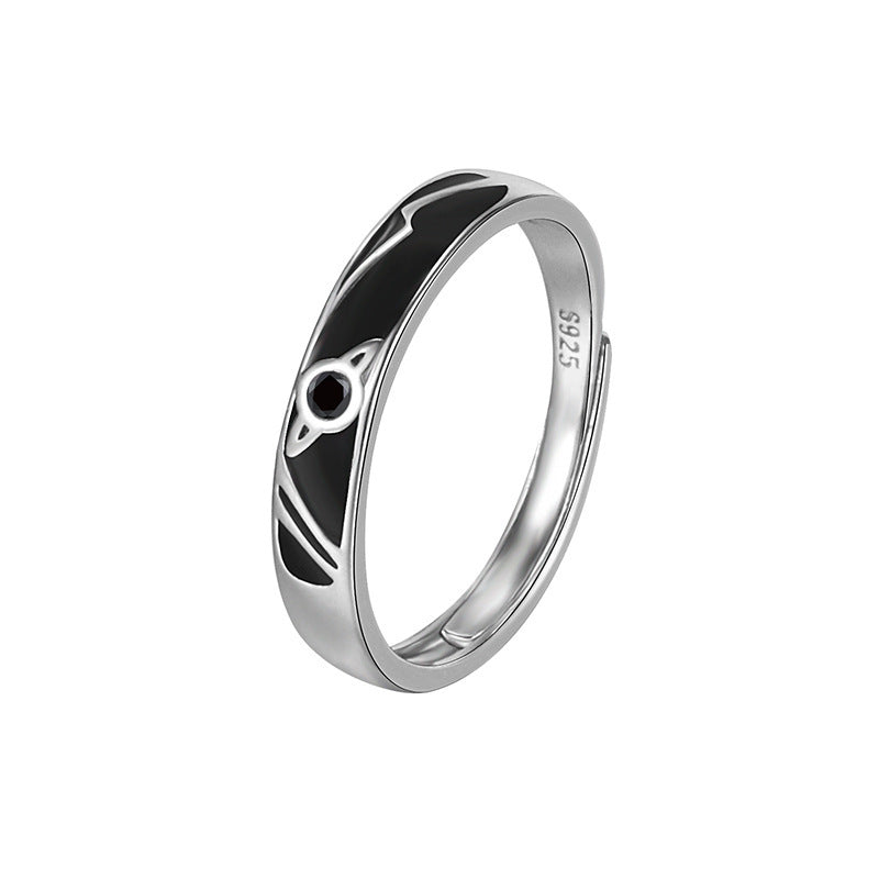 Silver Dream Planet couple ring with geometric design and 925 purity. Unisex fashion accessory.