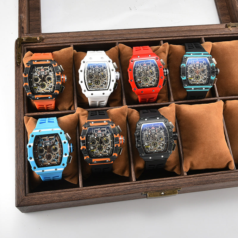 Colorful Three-plate Craft Watches with Quartz Movement in Display Case