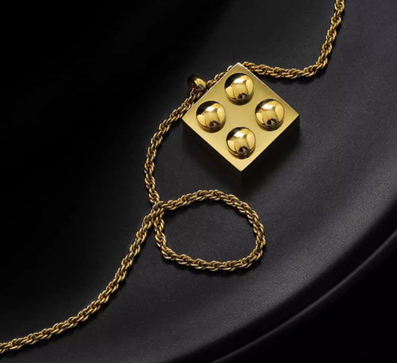 Golden Geometric Puzzle Titanium Steel Personalized Collarbone Chain