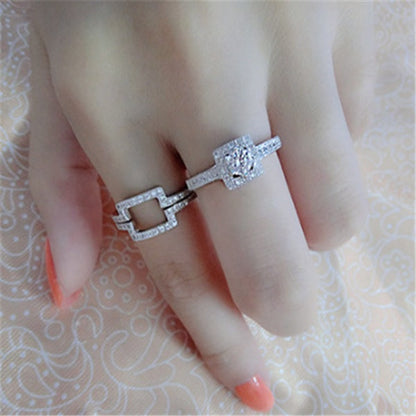 Elegant wearing rings with unique designs on hand, nickel-free, electroplated platinum finish.