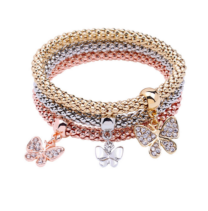 Dainty Jewelry Life Tree Heart Bracelet &amp; Bangles Popcorn Chain Set Friendship Distance Bracelets