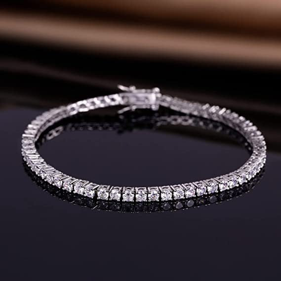 S925 Sterling Silver Electroplated Zircon Tennis Bracelet for Women