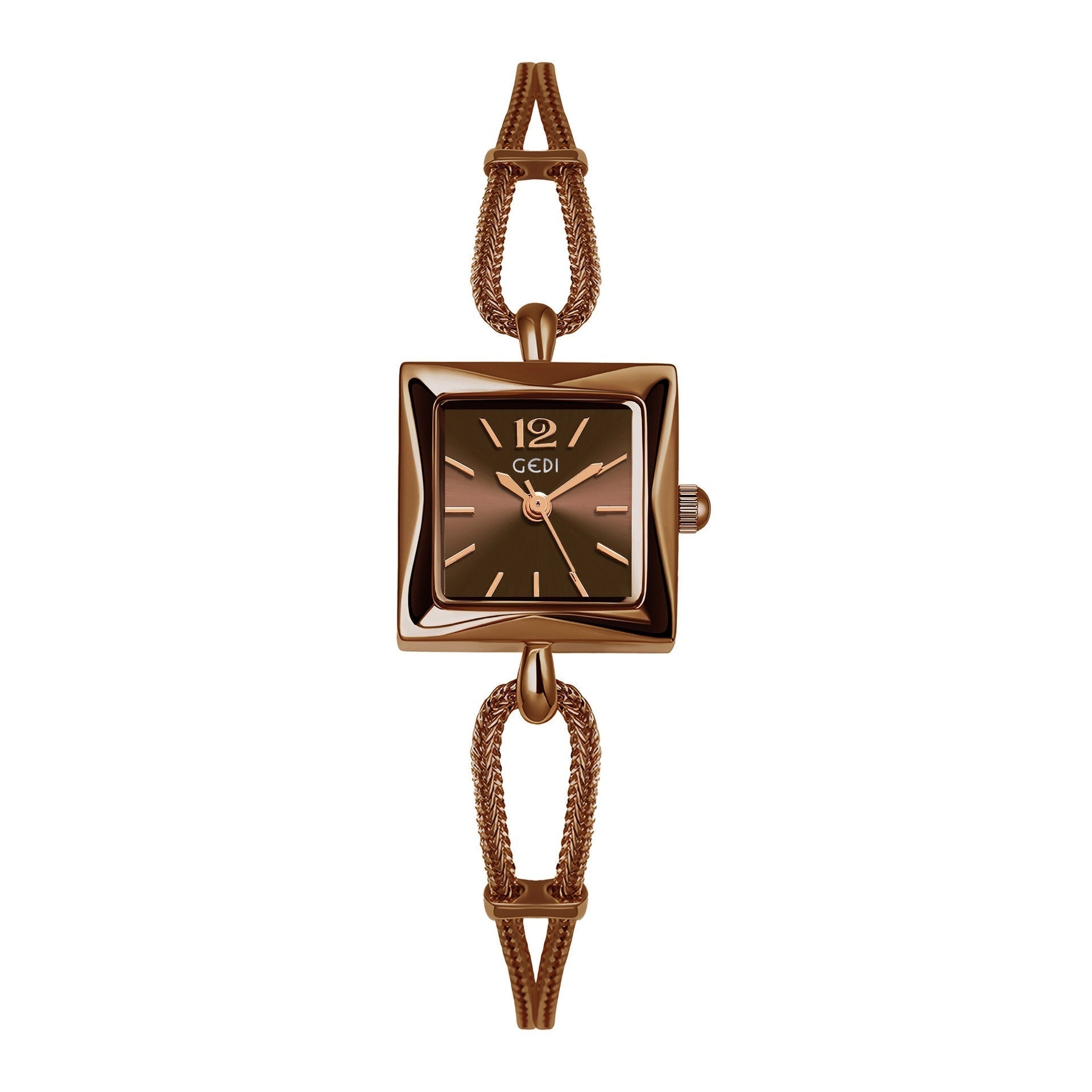 High-grade simple small square plate alloy bracelet watch in antique style.