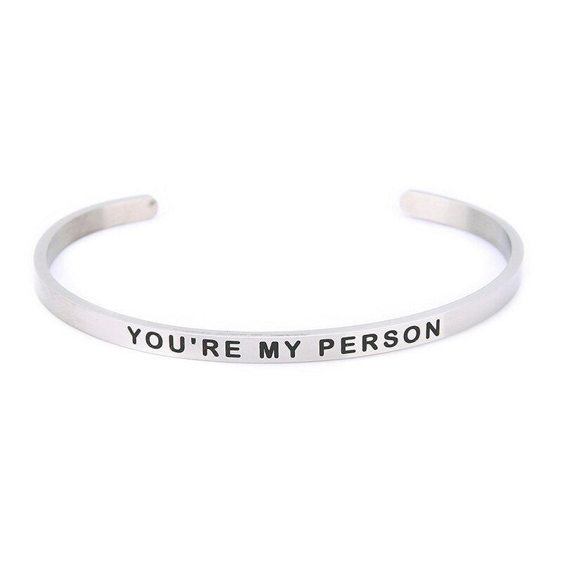 Adjustable stainless steel bracelet with &quot;You&