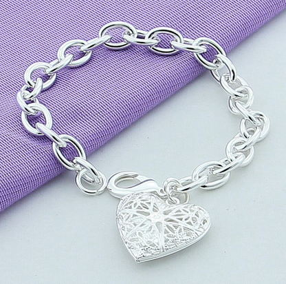 Sterling Silver Jewelry 925 Solid Silver Grape Charm Bracelet &amp; Bangle