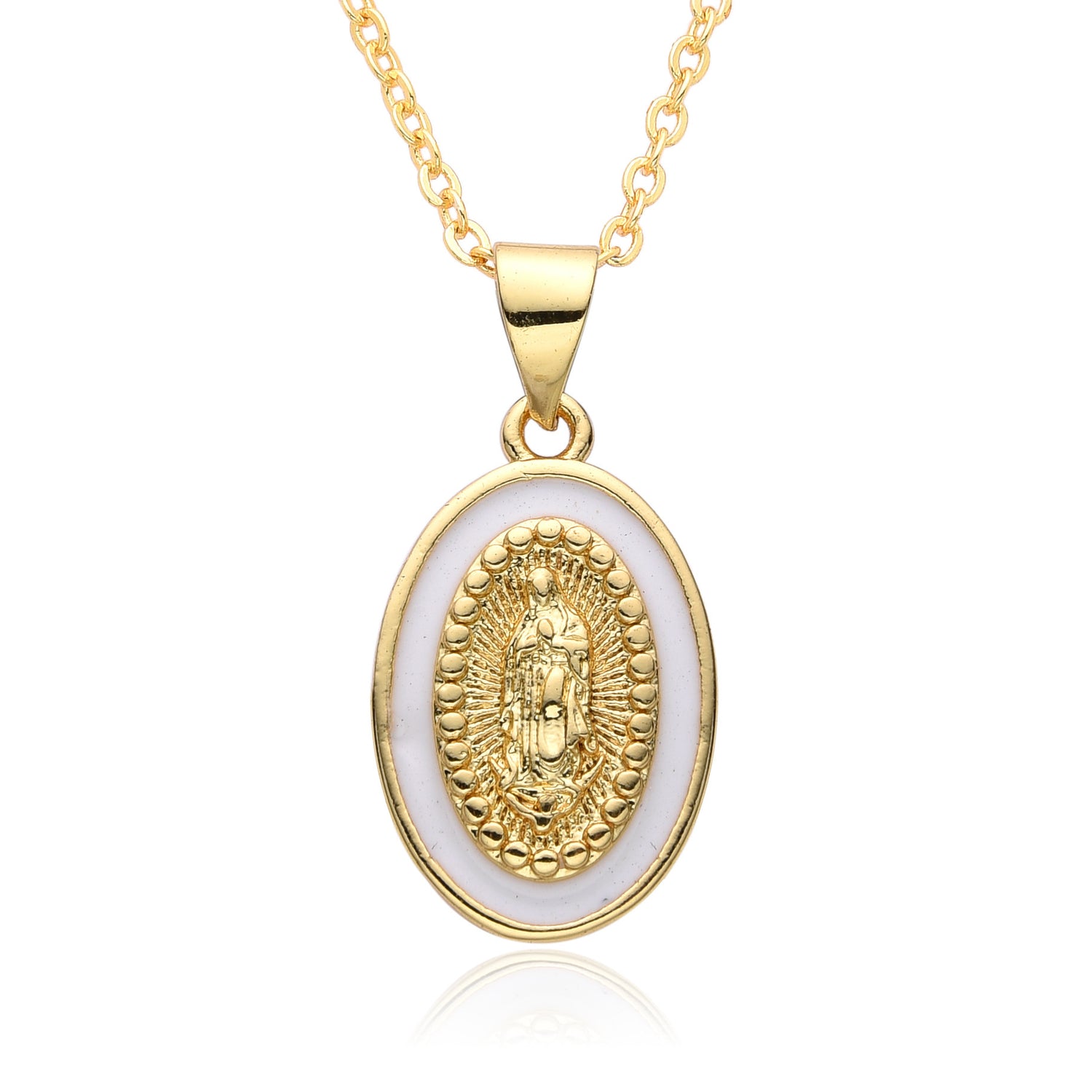 Religious Drip Oval Pendant Necklace For Women