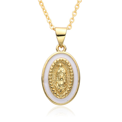 Religious Drip Oval Pendant Necklace For Women