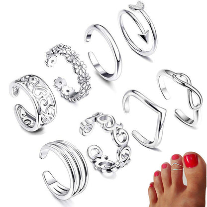 Stylish foot rings for women in white cupronickel with adjustable opening.