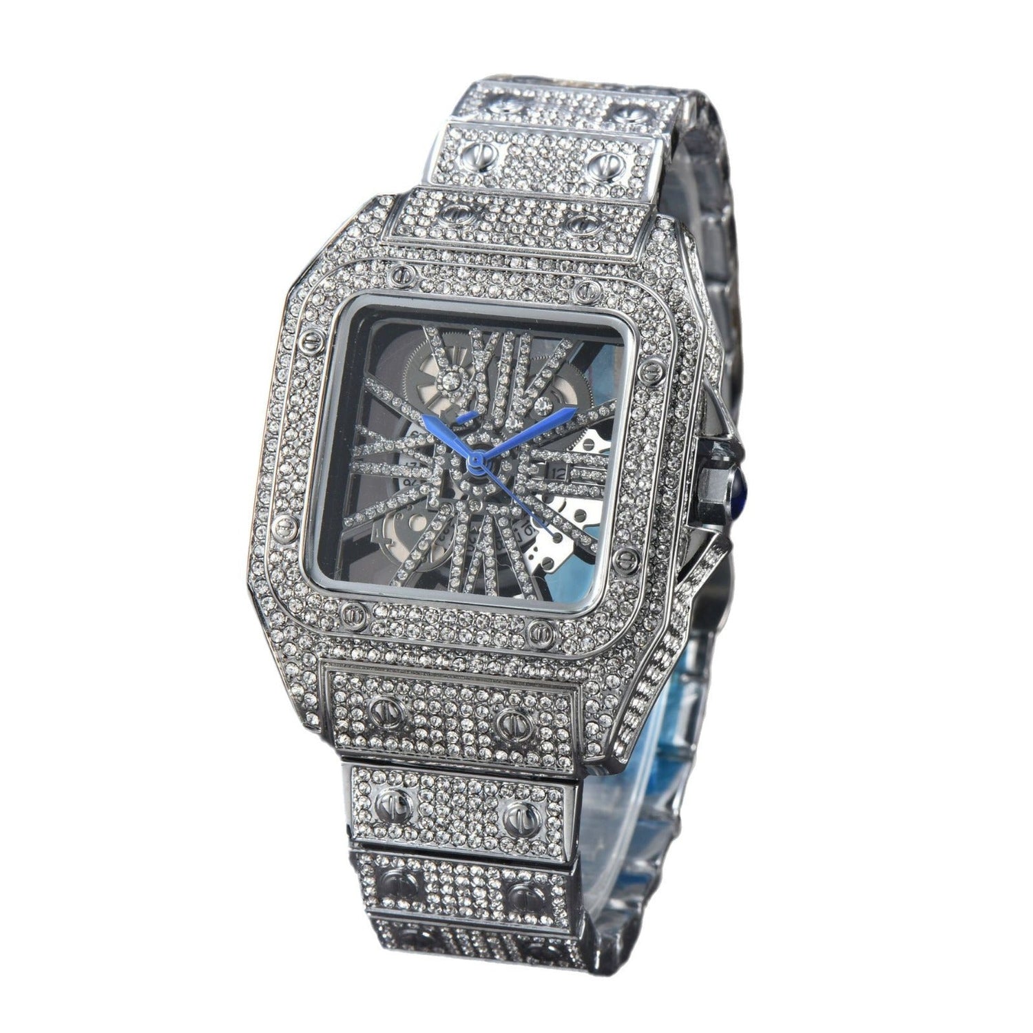 Diamond fashion steel strap watch with sparkling diamond details and sleek design.