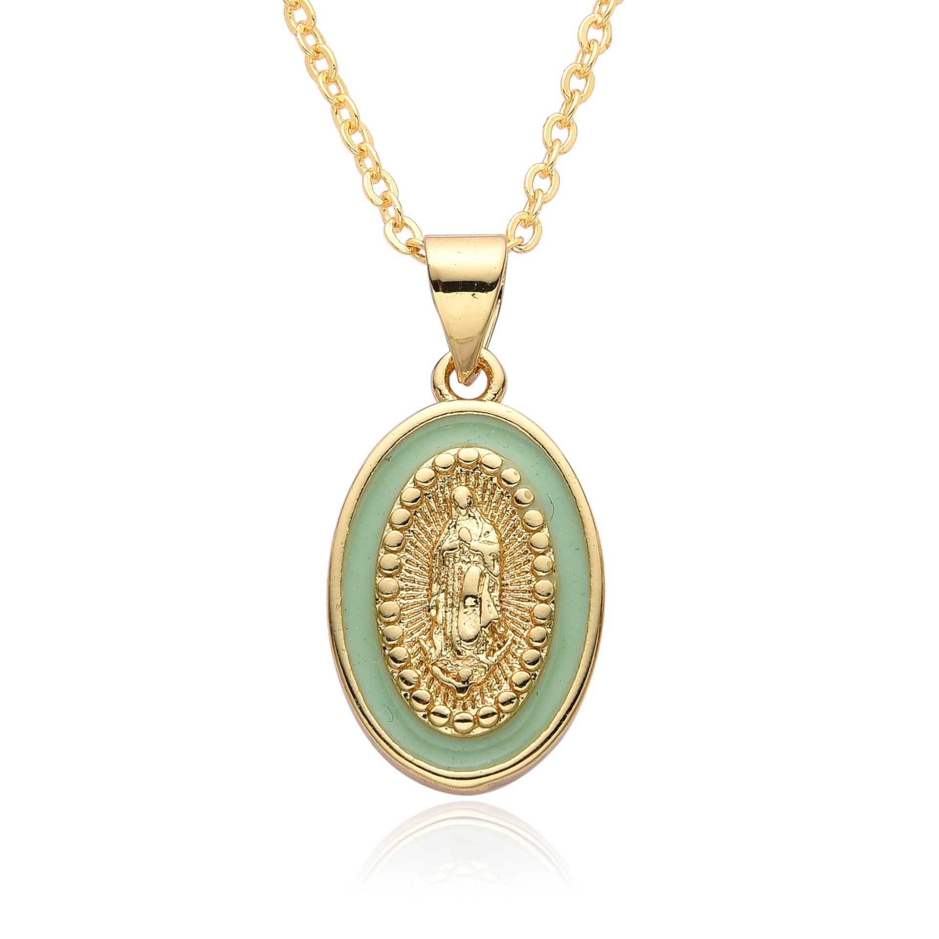 Religious Drip Oval Pendant Necklace For Women