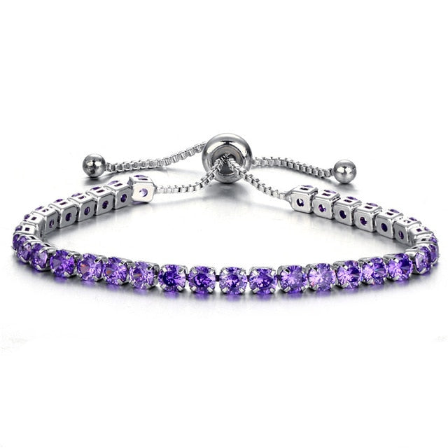 cubic zirconia tennis bracelet with purple stones