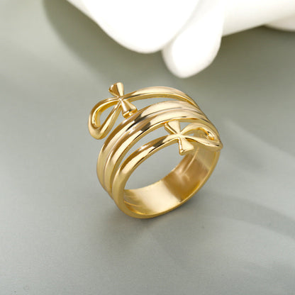 Indian double layered rings in gold, unisex couple rings made with copper, size 7.