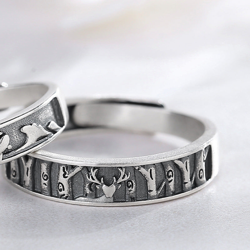 Couple rings with zodiac animal design, electroplated copper, adjustable openings, fashion trend.