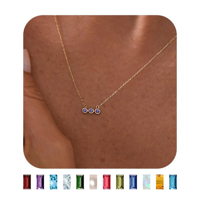 12 Birthstones Pendant Necklace Colorful Fashion