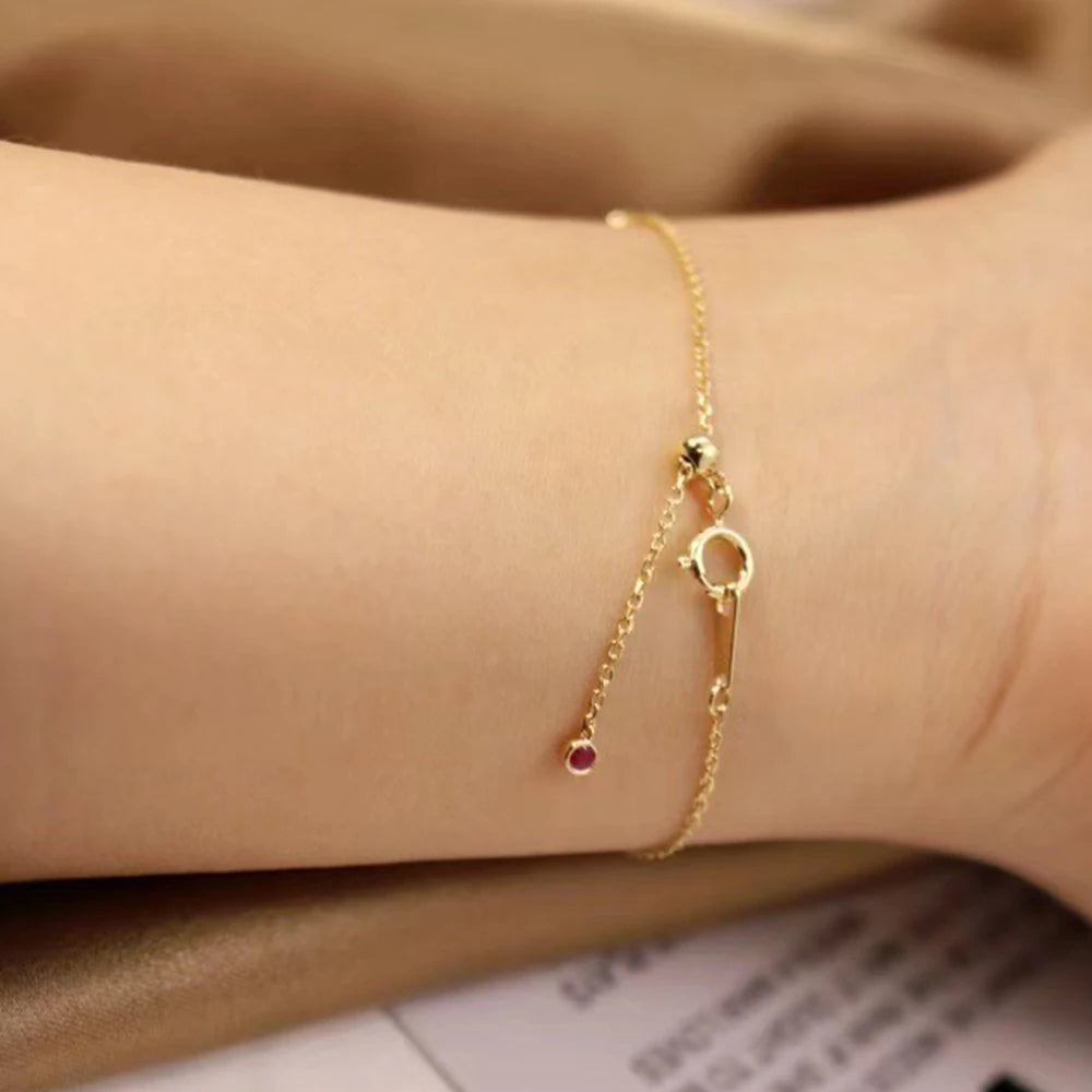 925 Sterling Silver Four Round Mini Ruby Zircon Bracelet for Women Fashion Niche Light Luxury Exquisite Chain Bracelet