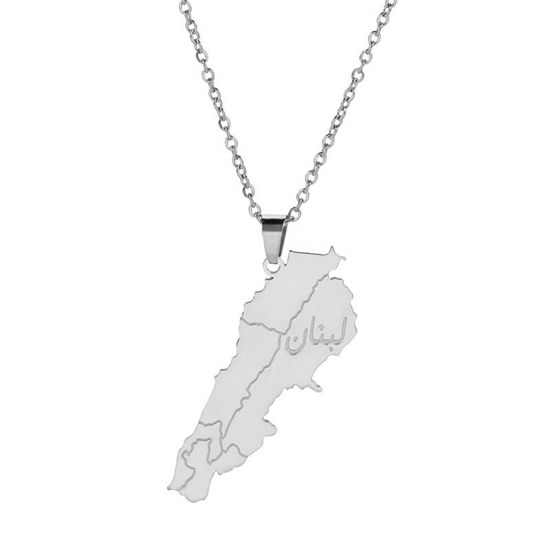 Map Material Stainless Steel Necklace And Pendant