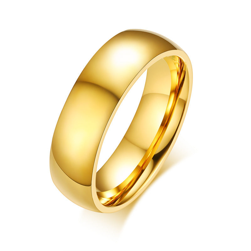 Golden stainless steel couple ring with a polished finish, perfect for showcasing love and commitment.