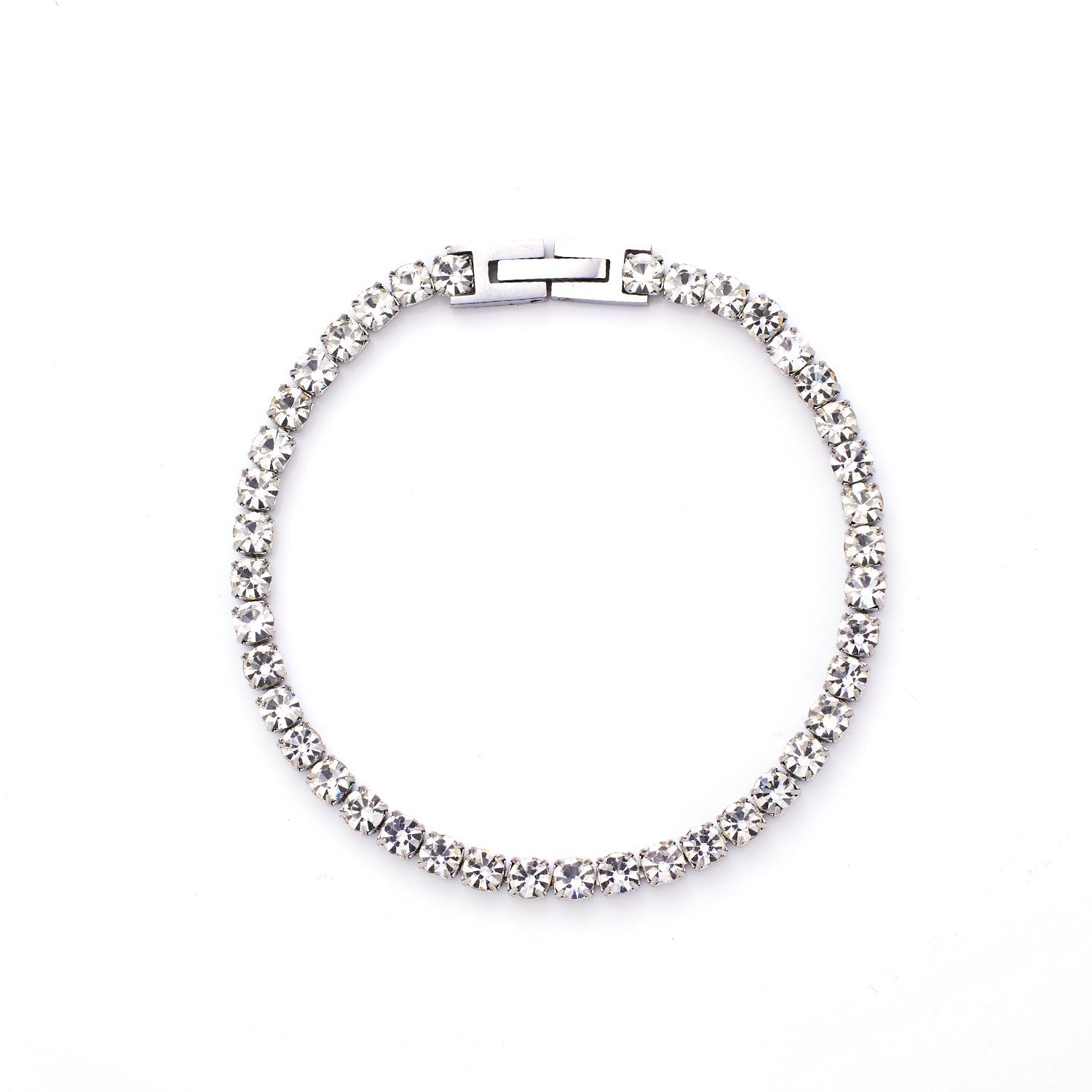 Light colored diamond claw inlaid zircon titanium steel bracelet