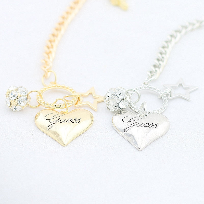 Love Heart Charms Bracelets For Women Gold Silver Color Bracelet