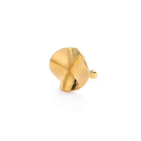 18K Gold Round Pleated Stud Earrings