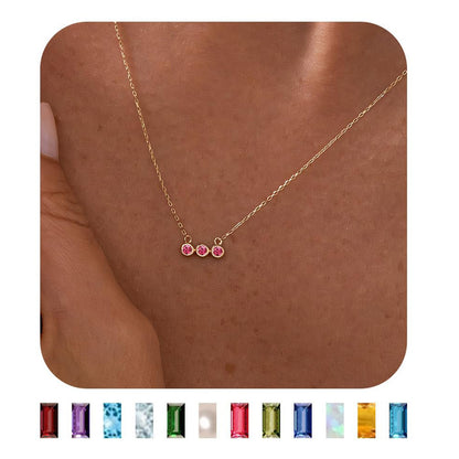 12 Birthstones Pendant Necklace Colorful Fashion