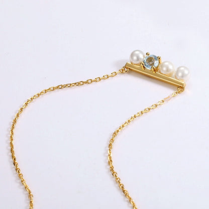 Pearl Necklace Clavicle 925 Silver Pendant Gold Plated Necklace