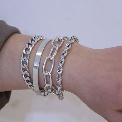 Alloy Bracelet for Women, Hip Hop Cuban Jewelry, Punk Metal, Mix Match