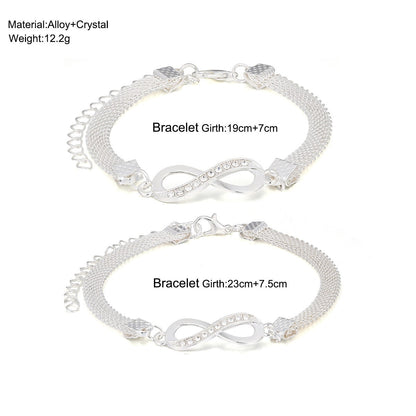 Bold Diamond Inlay Infinite Loop Chain Bracelet and Ankle Chain Set