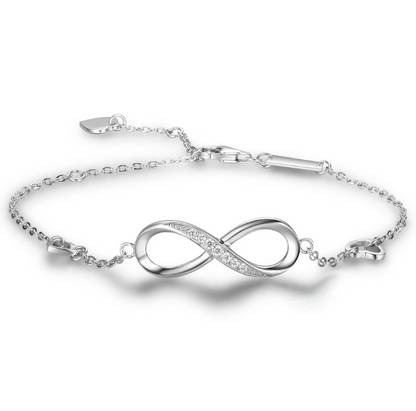 Sterling Silver Infinity Endless Love Symbol Charm Adjustable Bracelet