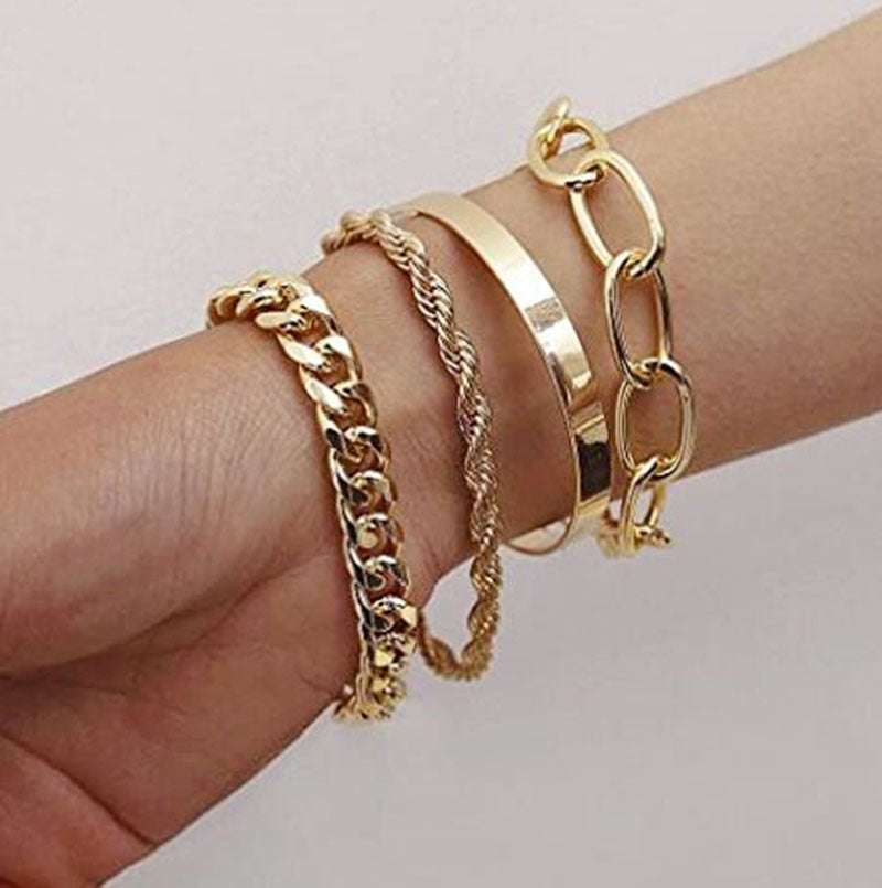 Alloy Bracelet for Women, Hip Hop Cuban Jewelry, Punk Metal, Mix Match