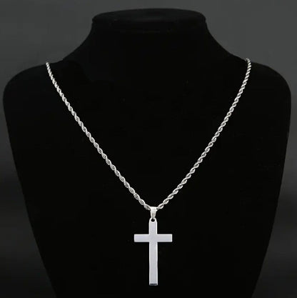 Titanium Steel Double Layer Cross Pendant Necklace