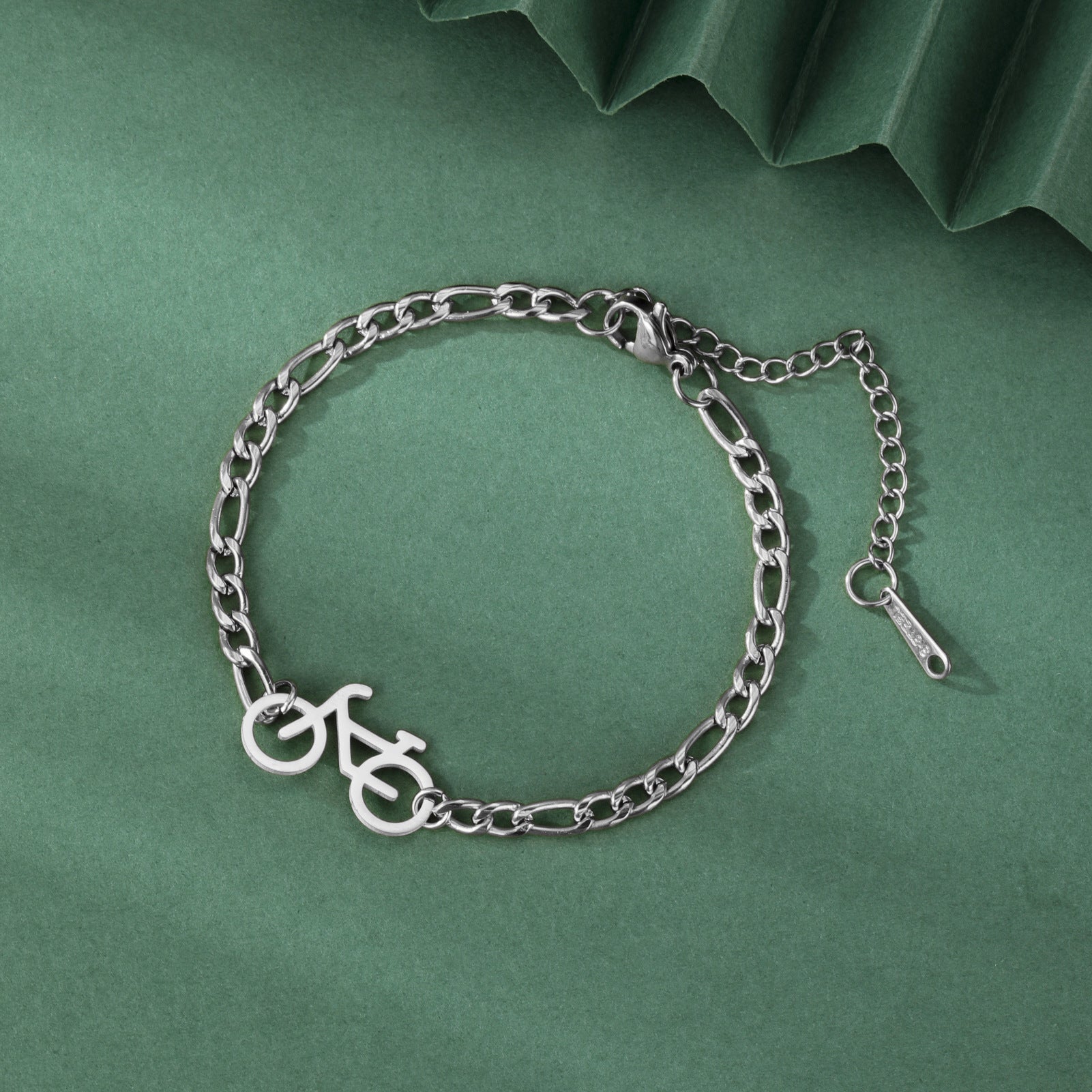 Simple Titanium Steel Cut Hollow Personality Bicycle Small Pendant Stainless Steel Bracelet