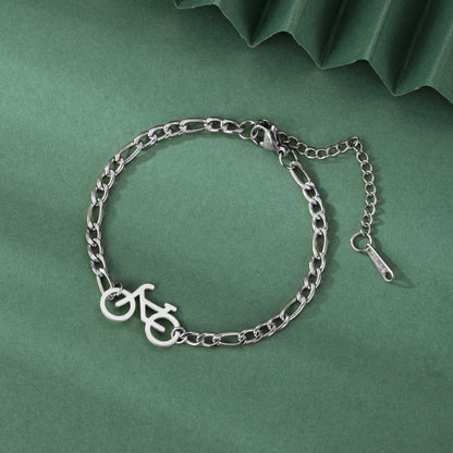 Simple Titanium Steel Cut Hollow Personality Bicycle Small Pendant Stainless Steel Bracelet