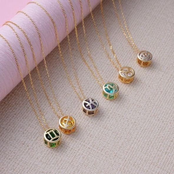 Double-sided Hollow Twelve Constellations Necklace