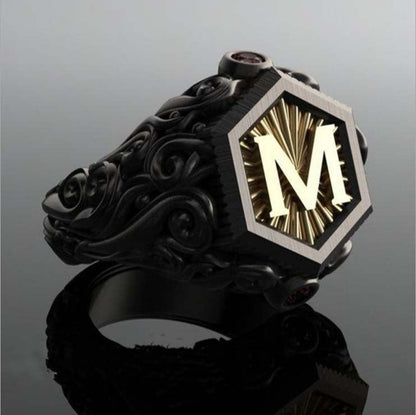 Personalized carved decorative ring with leaf design, European style, alloy material.