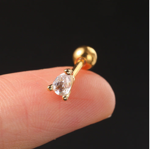 Puncture Ear Bone Stud Female Fine Zircon-embedded Earrings