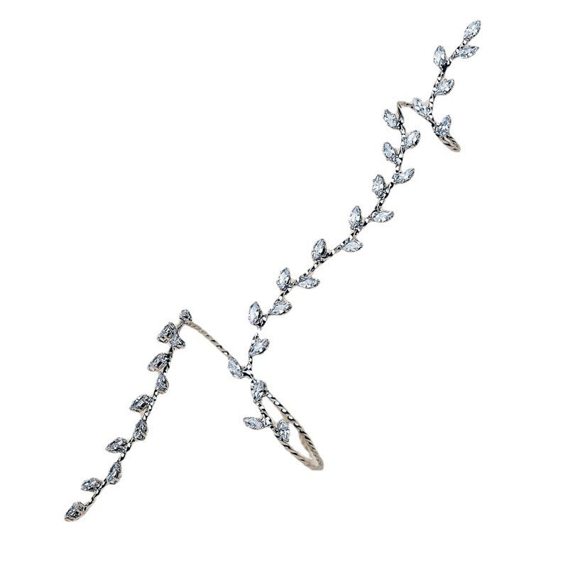 Leaf-shaped Zircon Finger Chain