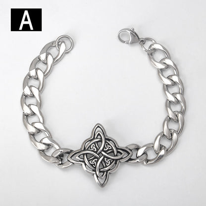 Stainless Steel Street Cool Hip Hop Punk Cool Irish Truelove Knot Titanium Steel Men Cuba Hand Accessory Bracelet